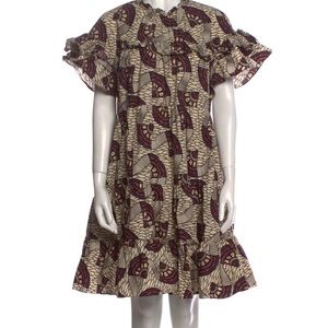 Ulla Johnson Cream Purple Cotton Floral Batik Mini Dress 10